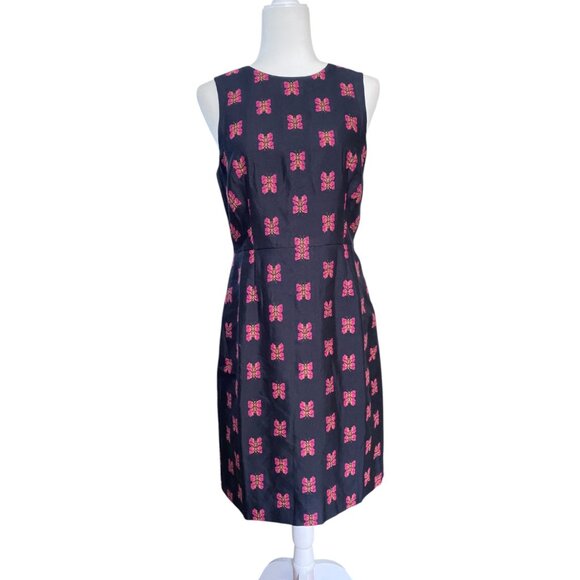 NWT J. Crew Dress Size 6 Blue Pink Butterfly Sheath Dress size 6 - Picture 3 of 9